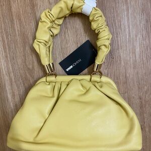 Fashion Nova Yellow Ruched Handle Shoulder Bag